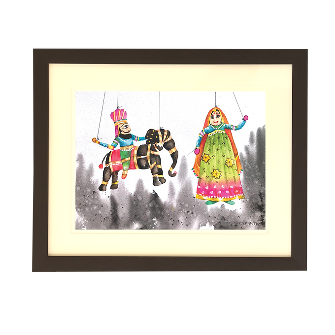 Puppet Collection Wall Painting - Couple & Elephant