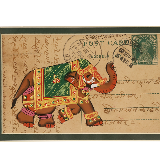 Khat Collection Wall Painting - Royal Elephant- Green