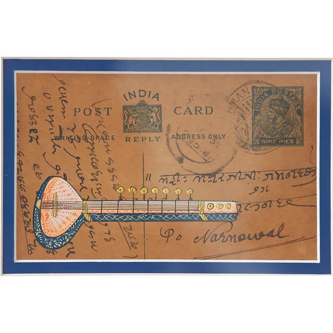 Khat Collection Wall Painting - Sitar Musical Instruments - Blue