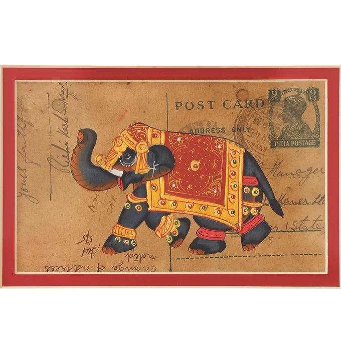 Khat Collection Wall Painting - Royal Elephant - Red