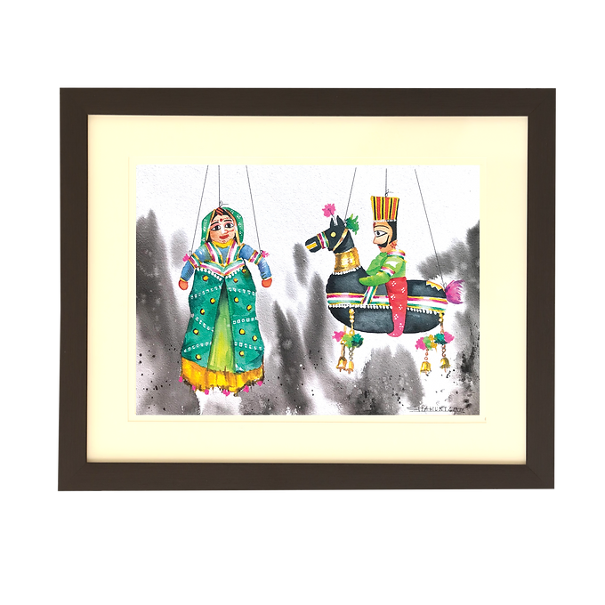 Puppet Collection Wall Painting - Women & Man On Horse Puppet