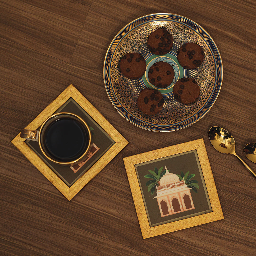 Gajraj Series Framed Jharonkha Coasters - Set Of 2