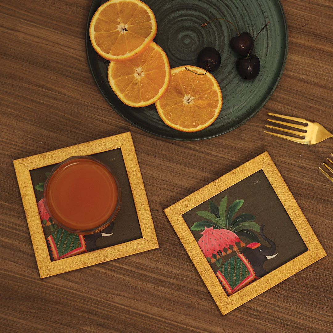 Gajraj Series Framed Coasters - Set of 2