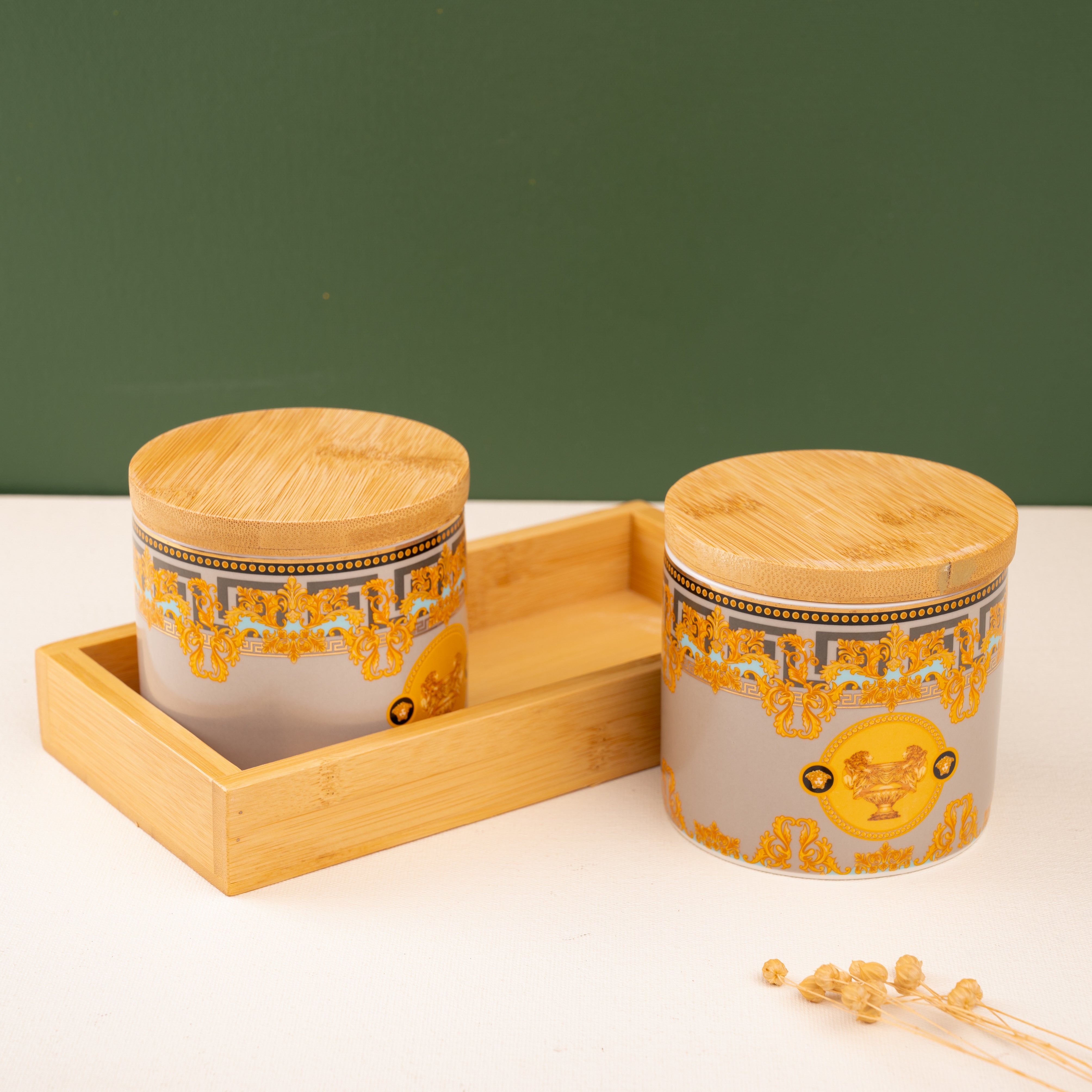 Luxe Series Grey & Gold Snack Jar Set