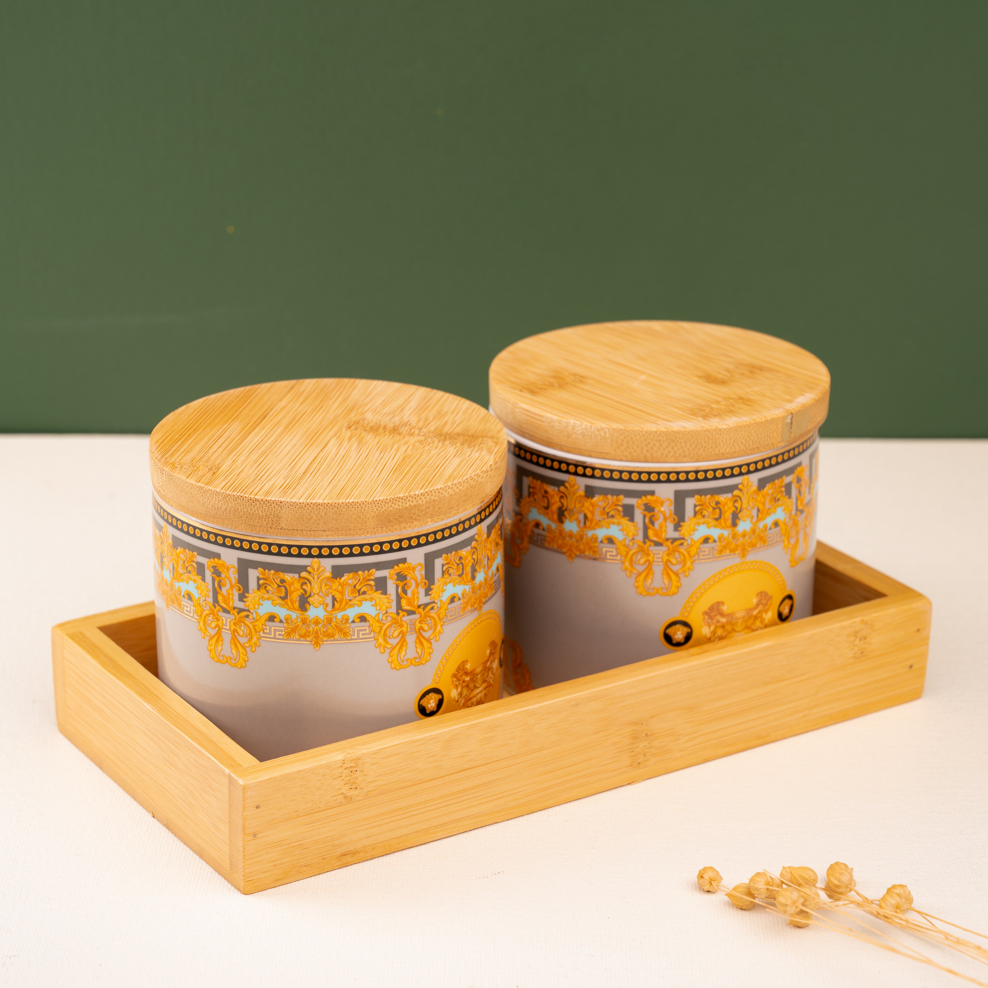 Luxe Series Grey & Gold Snack Jar Set