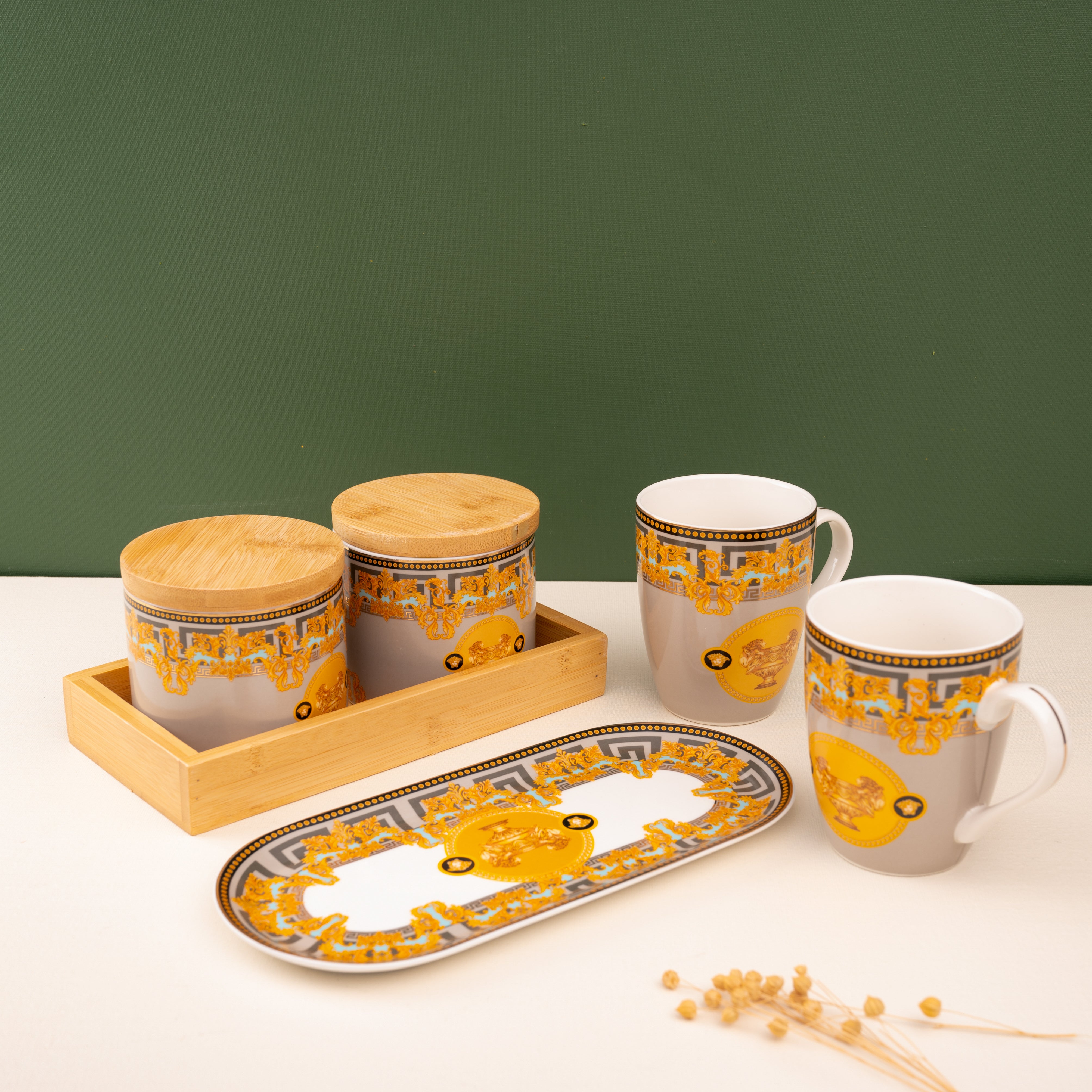 Luxe Series Grey & Gold Mugs Set