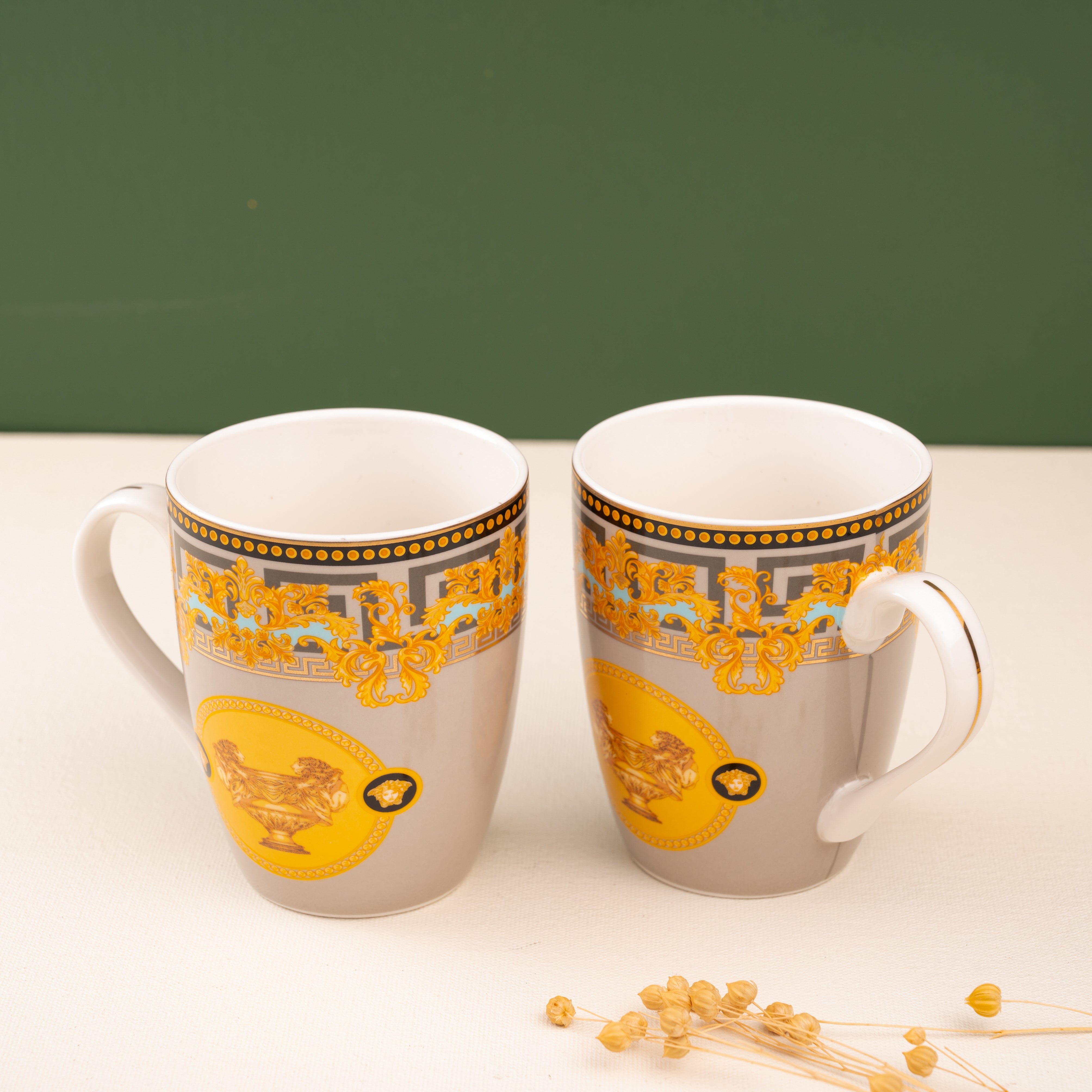 Luxe Series Grey & Gold Mugs Set