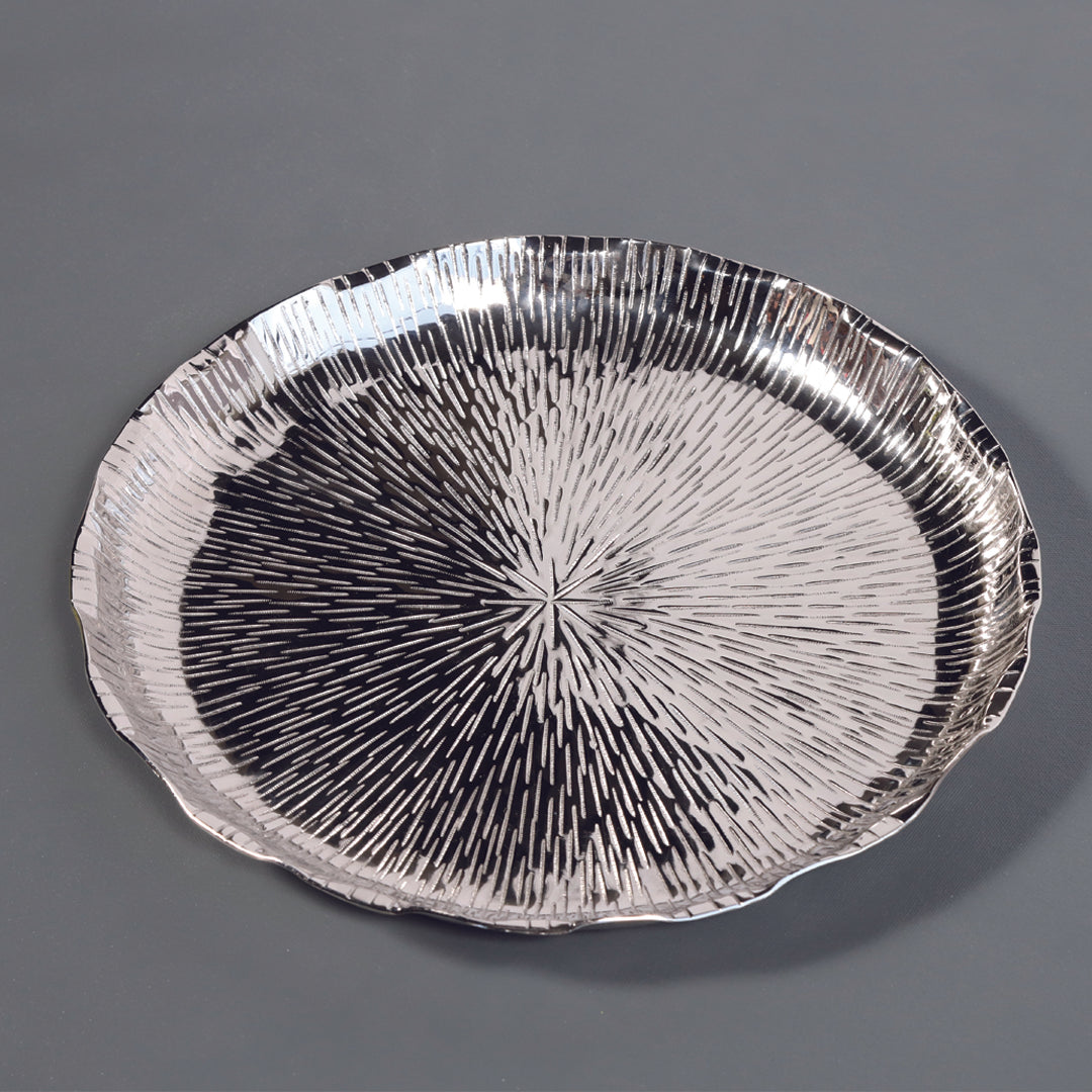 Alu Floral Platter - Silver (Large)