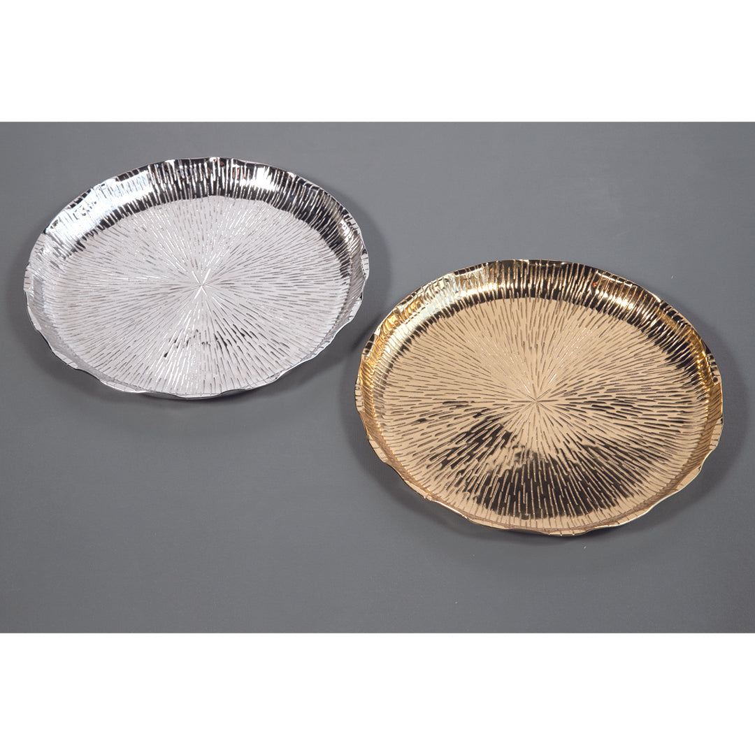 Alu Floral Platter - Silver (Large)