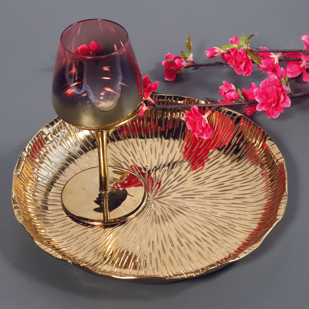Alu Floral Platter - Gold (Small)