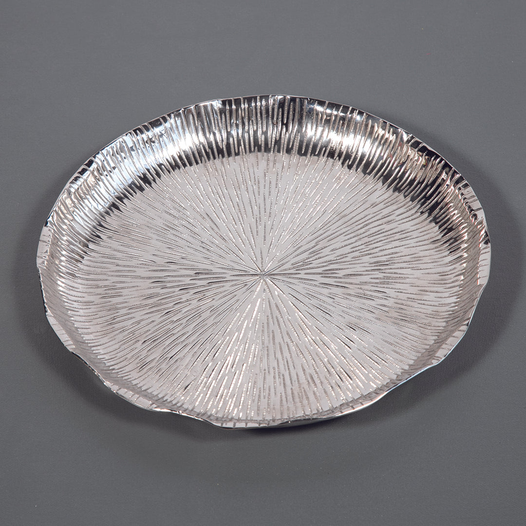 Alu Floral Platter - Silver (Small)