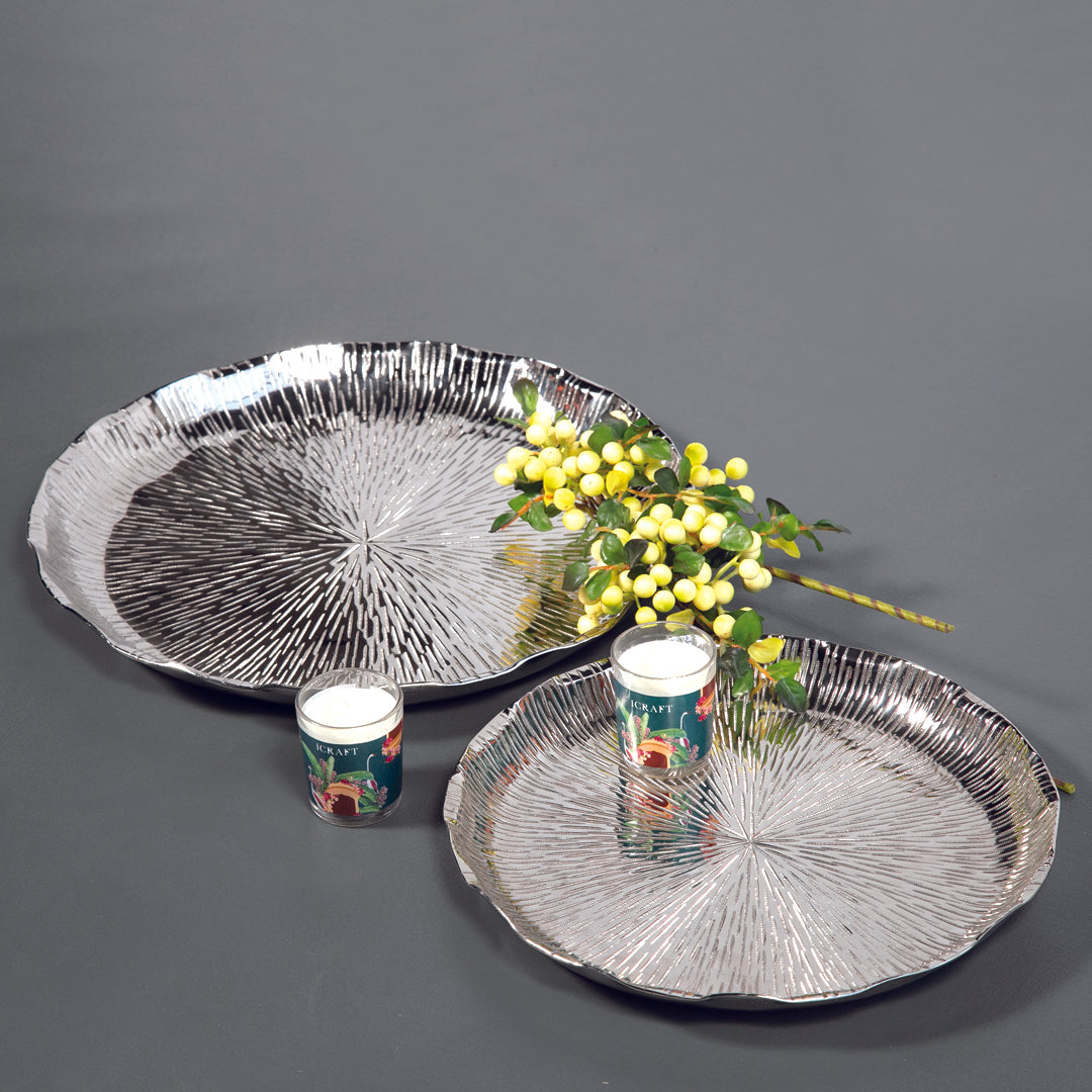 Alu Floral Platter - Silver (Small)