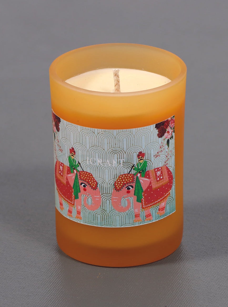 Royal Elephant Series Frosted Votive  Candle - Orange