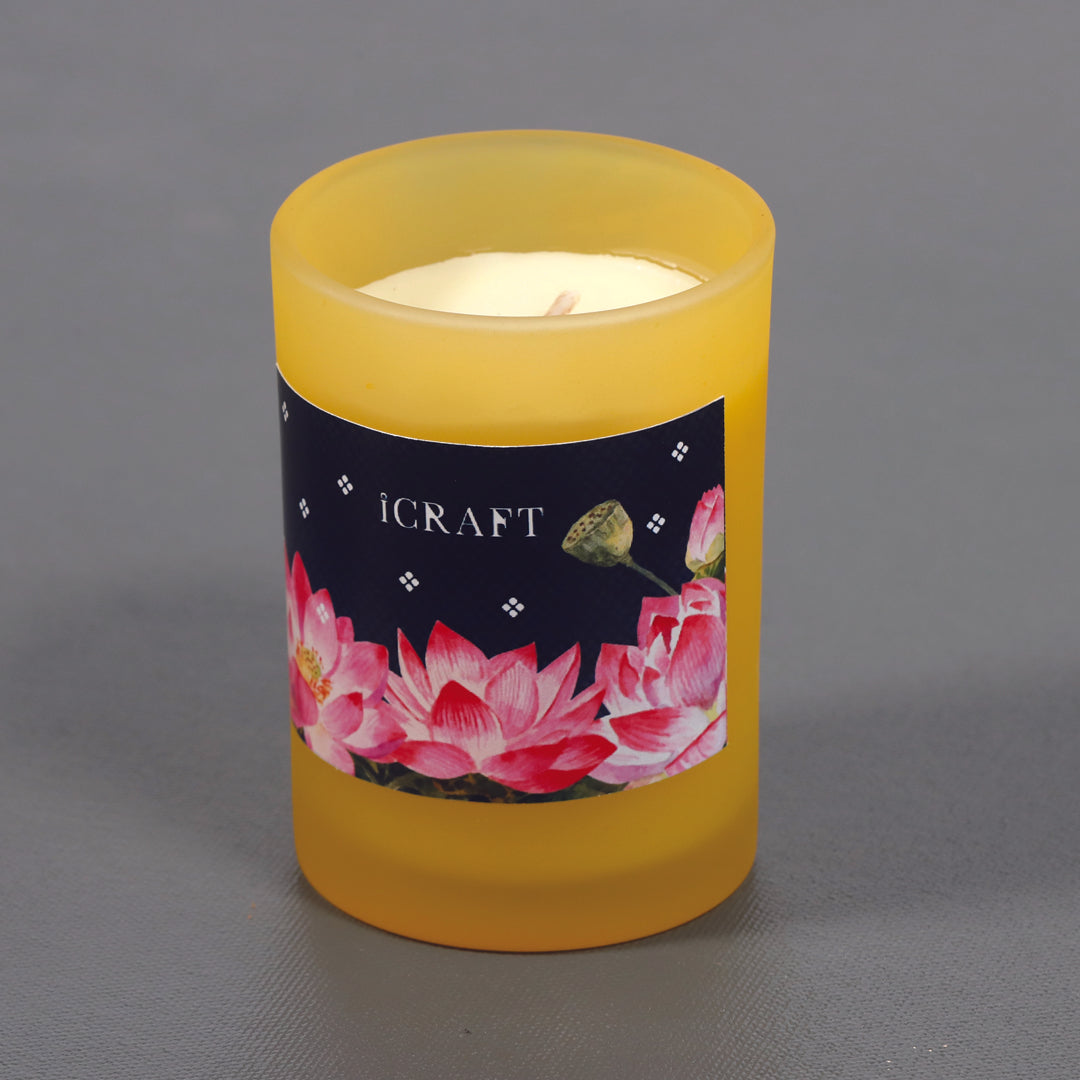 Neel Lotus Series Frosted Votive  Candle- Yellow