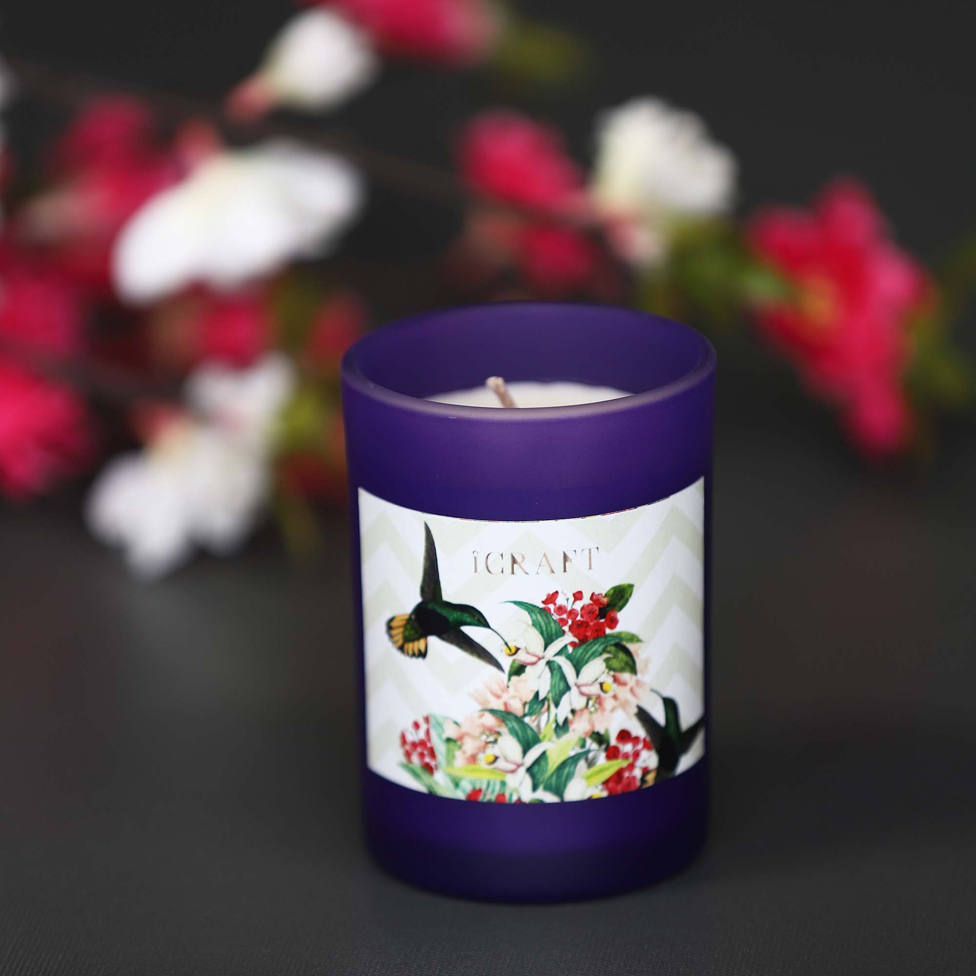 Charming Bird Series Frosted Votive Candle  - Purple