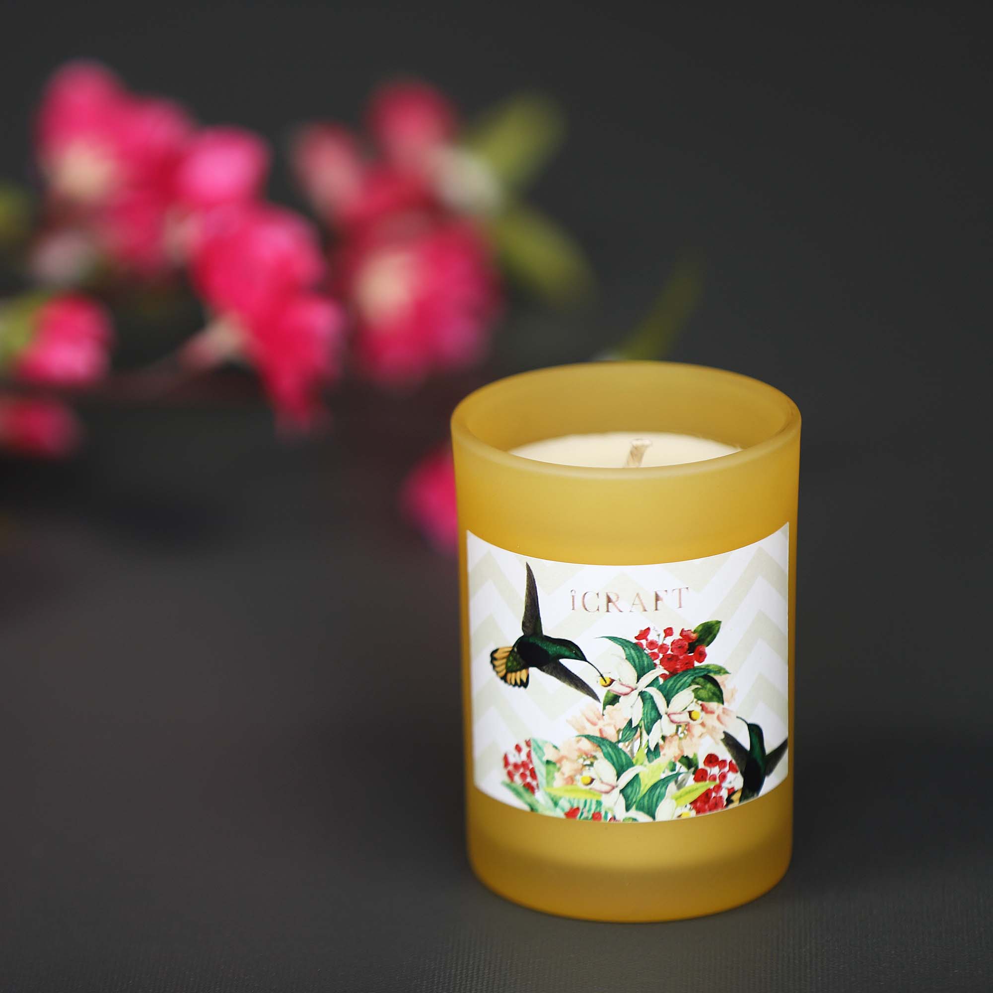 Charming Bird Series Frosted Votive Candle - Yellow Candle