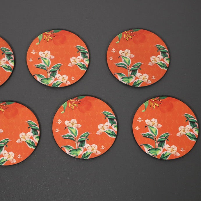 Orange Series Round Coasters - Set of 6