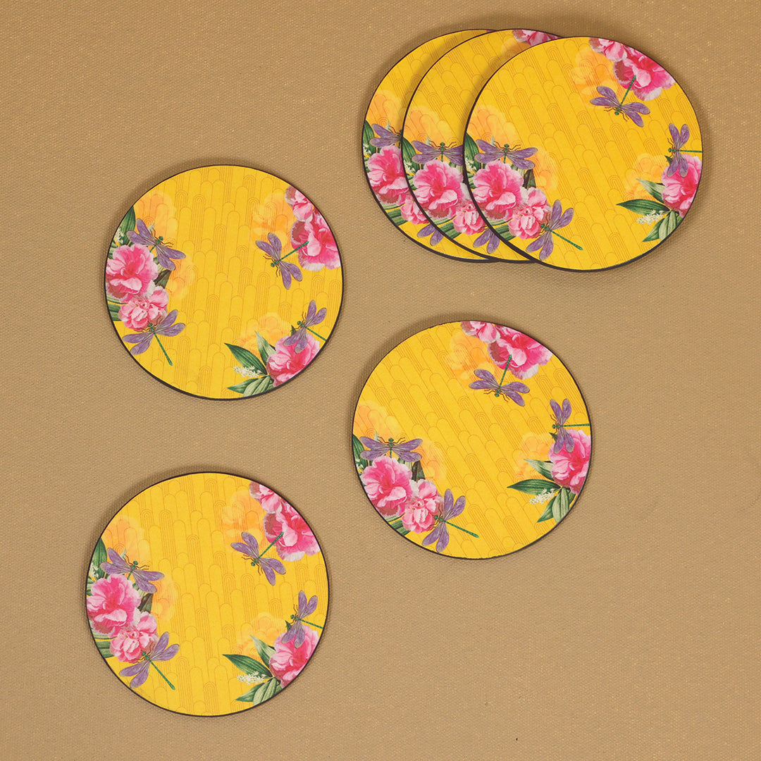 Mello Yellow Series Round Coasters - Set of 6