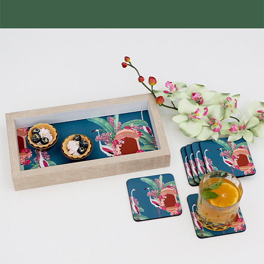 Jaronkha Desk Tray Hamper - Set of 1 Desk Tray & 6 Coasters