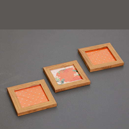 Karigari Sitara Coasters - Orange - Set of 2